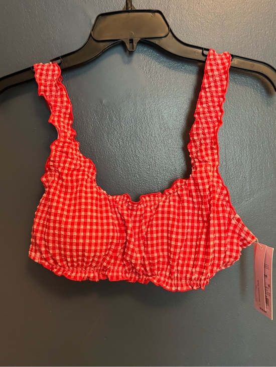 wild fable Other - Wild Fable Gingham Seersucker Ruffle Bikini Top NWT Size L